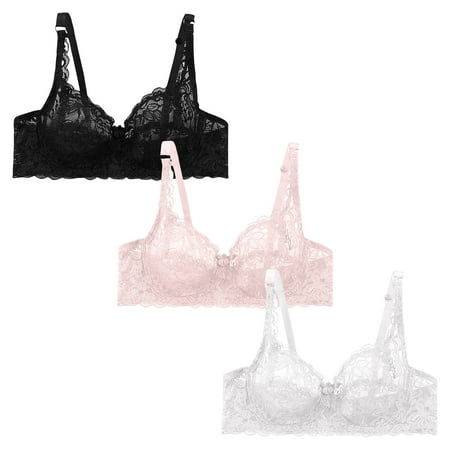 frariair Women s 3-Piece Lace Underwire Bra Set  Adjustable Straps Sexy Lingerie Breathable Comfort for Everyday Wear