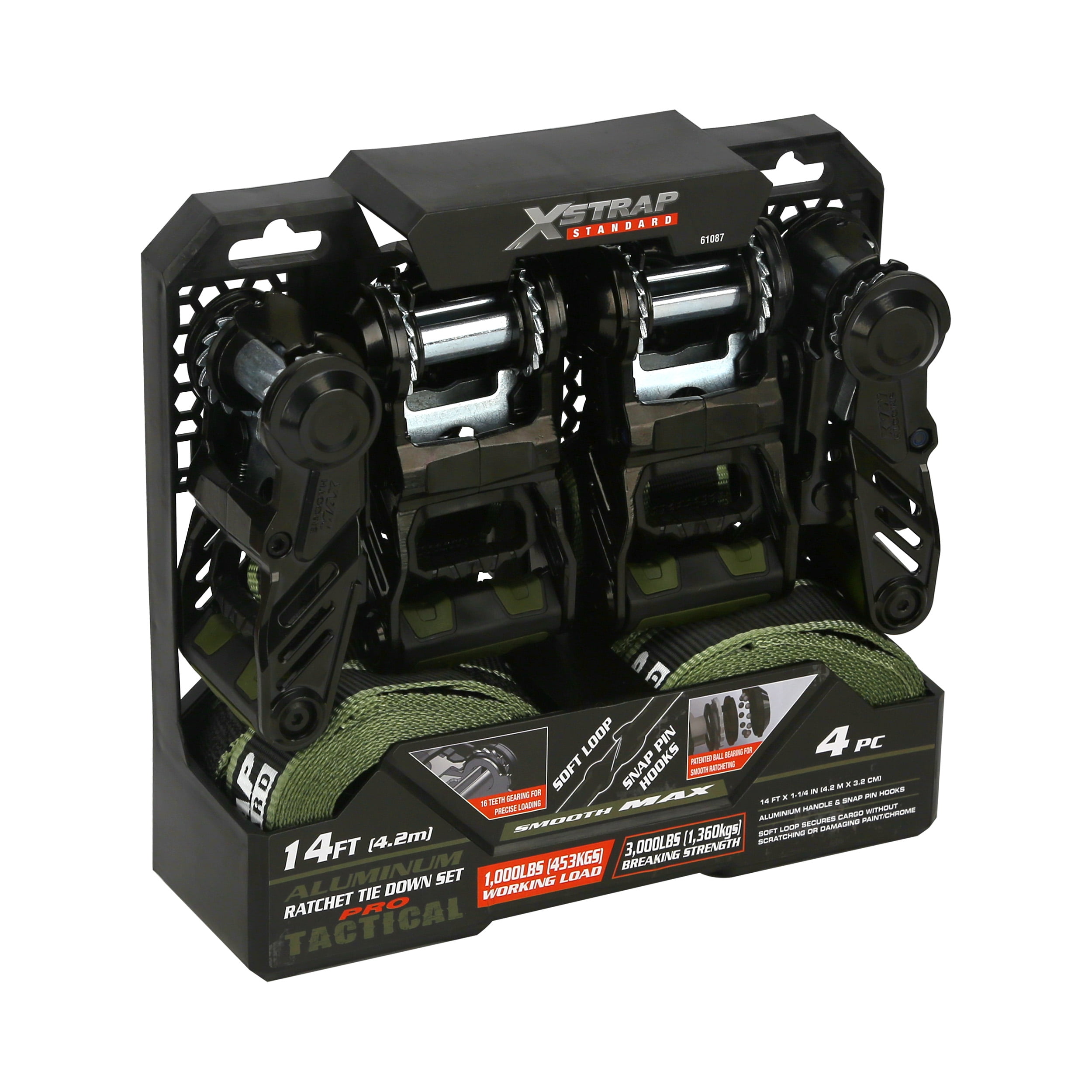 Xstrap 1.25”x14' Aluminium Tie-Down Ratchet 1000lbs WLL with Ball