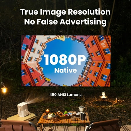 Yaber - T2 Plus Portable Projector, Built-in battery, JBL Dolby Audio Native 1080P Auto Focus & Keystone WiFi6 Bluetooth - Cream