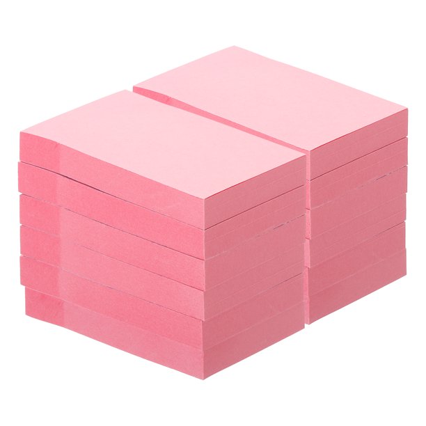 Uxcell Notas Adhesivas de 2" x 3", Bloc de Notas Autoadhesivas de Color Brillante 100 Hojas/Bloc, Rojo, Paquete de 12