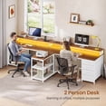 thumbnail image 2 of 94.5" Two Person Desk with 8 Drawers and Storage Shelves, Long Computer Desk with LED Lights for Home Office, 2 of 7