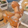 thumbnail image 2 of TAGOLD Women's Sandals,Women's Fashionable Casual Summer Solid Color Mouth Head Style High Heels Slippers, 2 of 5