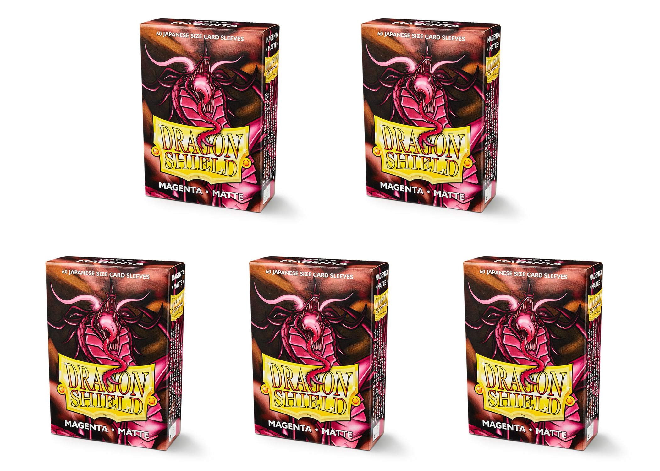 5 Packs Dragon Shield Matte Mini Japanese Magenta 60 ct Card Sleeves Value Bundle!