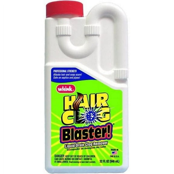 Whink Hair Clog Blaster Liquid Drain Clog Remover-6217, 32 fl oz
