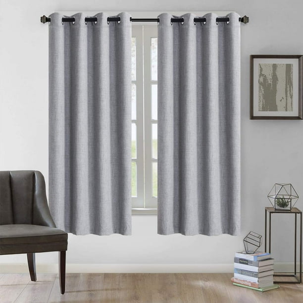 Rose Home Fashion Natural Linen Look 100 Blackout Curtains With Liner Thermal Insulated Burlap Set Of 2 Panels 50x63 Gray Com 100 Blackout Curtains, Gray Burlap Blackout Curtains