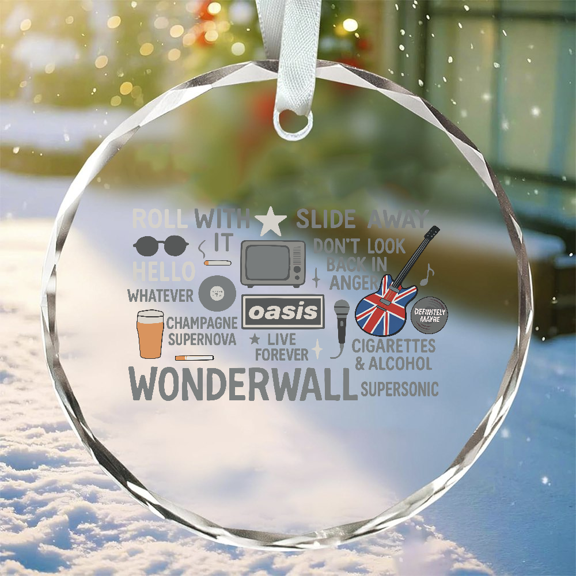 Belvo Oasis Band Tour 2025 Ornament, Oasis 25 Years Live Tour Decor, Crystal Glass Ornament