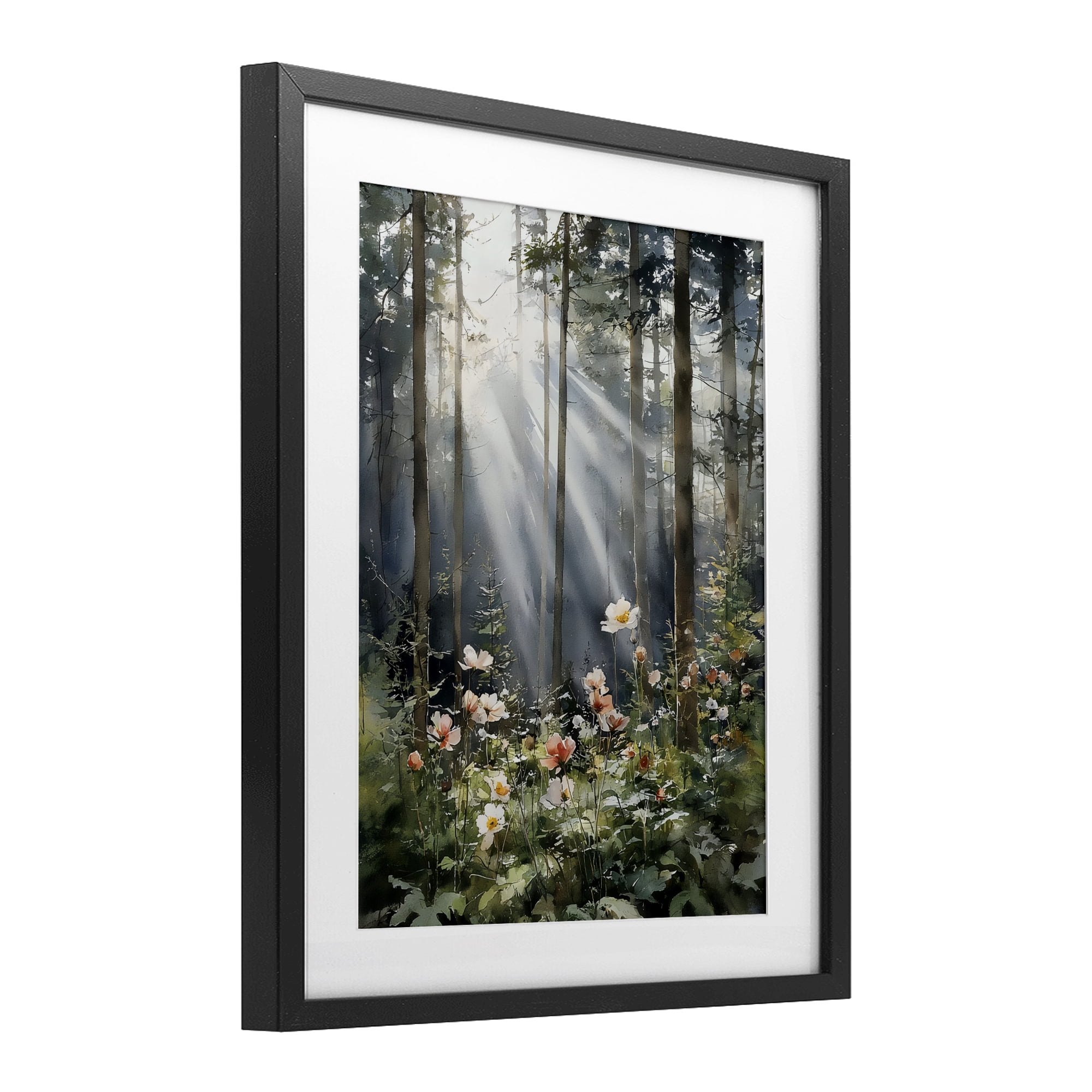 Stupell Industries Sunlit Woods In Morning Black Framed Print Under Glass, design by Franklyn Gregory
