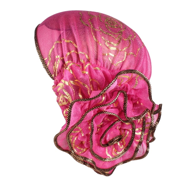 Home Decor Elegant Floral Lace Headscarf Hats Exclusive For Women Elastic Breathable Polyester Gauze With Ruffled Edges