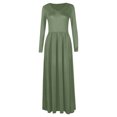 thumbnail image 4 of Brilliant Winter Dresses for Women Clearance Women Casual Long Sleeve Sexy Plus Size Loose Plain Pockets Long Maxi Dress Green S, 4 of 6