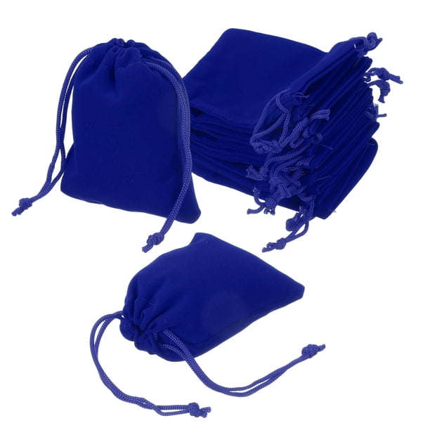 Uxcell 20 Pcs Bolsa de Terciopelo con Cuerda, 2.7 x 3.5 Pulgadas Bolsas de Regalo de Terciopelo para Favor de Boda, Empaque de Joyas, Organización y Almacenamiento, Azul
