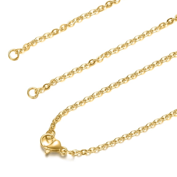 20pcs 304 Stainless Steel Cable Chain Necklace Making with Lobster Claw Clasps Golden 16.2 inch~16.5 inch(41.4~42cm) 1.5mm Hole: 2.5mm