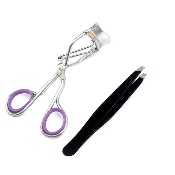 OdontoMed2011® 2pcs Makeup Tools Set Kit Eyelashes Curler Natural Curling Eye Lashes Eyebrow Tweezer Precise Closed Clamp Hair Remover