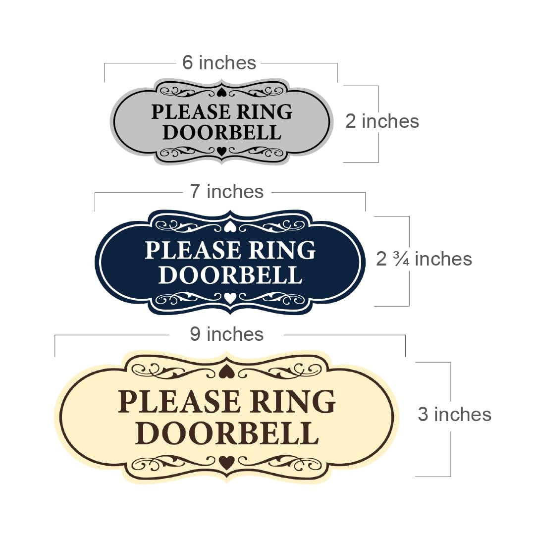 Designer Doorbell Ring Signs,Small Size for Home,Office,Rental Property,Retail Store, Apartment,5 Pack,Brushed Silver