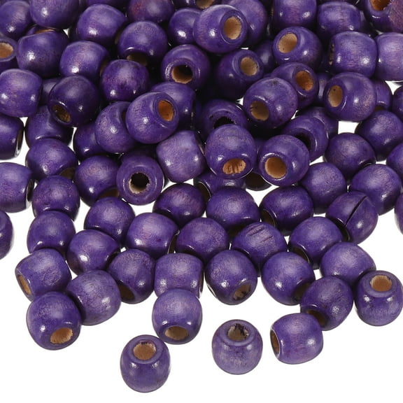 Uxcell 300 Pcs Natural Wooden Beads for Crafts Jewelry, Purple (12 x 11mm, 5mm Hole)