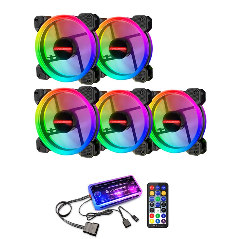 5Pack 5V Fan SYNC with IR Remote Quiet 120mm Computer Case CPU Cooler