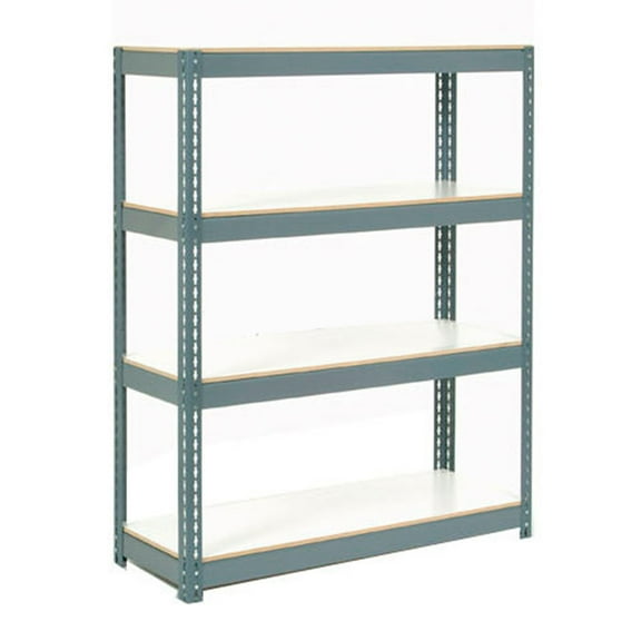 Global Industrial BD12486L4 4 Shelf Extra Heavy Duty Boltless Shelving Starter, Laminate Deck - Gray - 48 x 12 x 60 in.