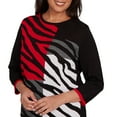 thumbnail image 4 of Alfred Dunner Womens Petite Zebra Colorblock Long Sleeve Sweater, 4 of 4
