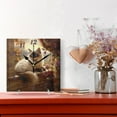 thumbnail image 2 of 7.78in Graceful Siamese Cat Pattern Square Wall and Table Clock Dual Use Vintage Design in Black or Gold, 2 of 10