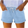 thumbnail image 3 of Ihhxva Linen Shorts for Women High Waisted Straight Leg Fashion Elastic Waist Stretchable Casual Workout Beach Lounge Shorts S-2XL, 3 of 8