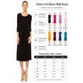 thumbnail image 6 of Women's A-Line Long Dress with 3/4 Sleeves and Relaxed Round Neckline, 6 of 7