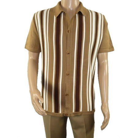 

Mens Stacy Adams Italian Style Knit Woven Shirt Short Sleeves 3109 Cafe Brown