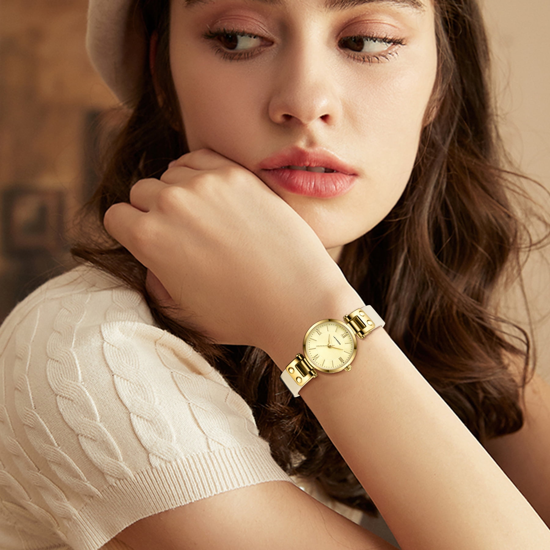 Elegant Women's Quartz Watch with Roman Numerals & Leather Strap - Perfect for Casual and Office Wear