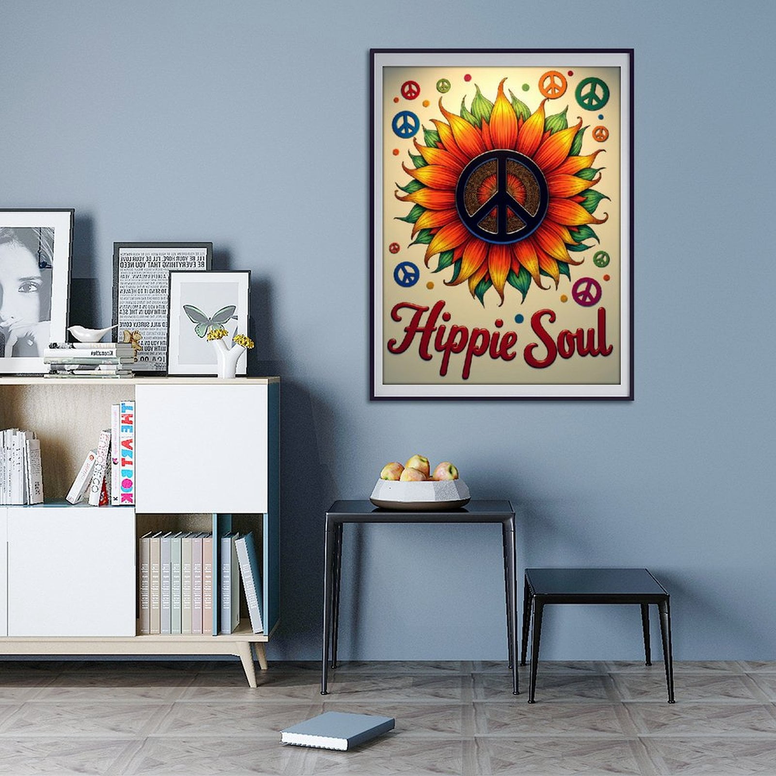 Diamond Art Kit for Adults, Peace Sunflower Art Print Diamond Painting for Adults Beginners, DIY Diamond Art Painting Kits, 5D Diamond Painting Crafts for Home Decor 12x16 Frameless