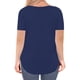thumbnail image 4 of Sonducket Camiseta de mujer con cuello en V Blusa casual Color sólido con cuello en V Top de manga corta Prendas para la parte del cuerpo Azul marino L, 4 of 6
