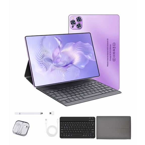 Tablet Pink 2026 Newest Android 12 Tablet, 10 Inch Tablet,5G Wi-Fi Tablet Computer,2 In 1 Tablet with Keyboard, 256GB ROM 8GB RAM ,Octa-Core Processor,1920 * 1200 IPS,Bluetooth,GPS