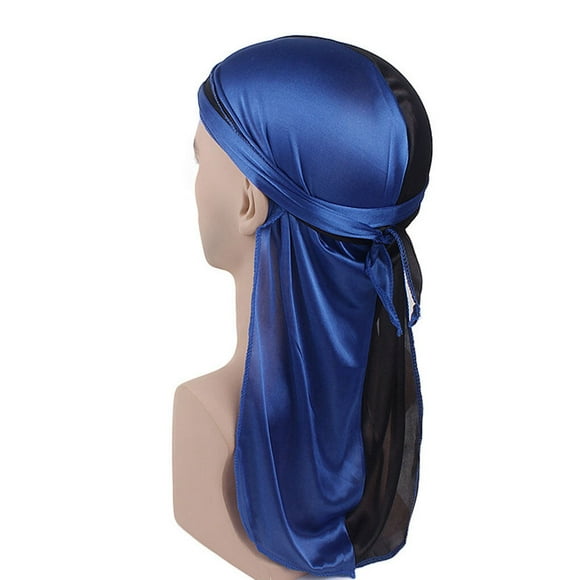 Unisex Double Color Silk Long Tail wrap silk doo rag Skull Caps Hats Doorag Head Scarf Wrap Beanie Bandana Cosplay