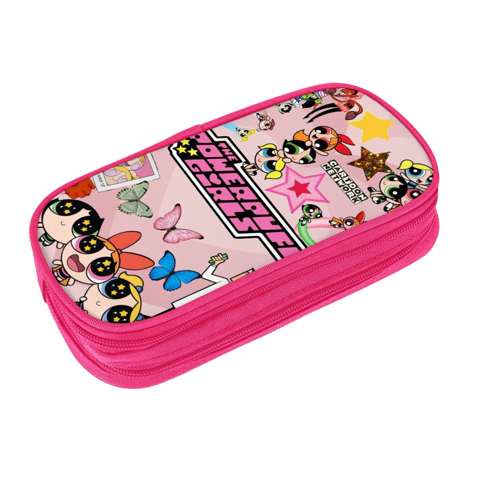 The Powerpuff Gi-rls Pencil Case Large Capacity Pencil Pouch Penbag Office Stationery Organizer Travel Makeup Bag Pink