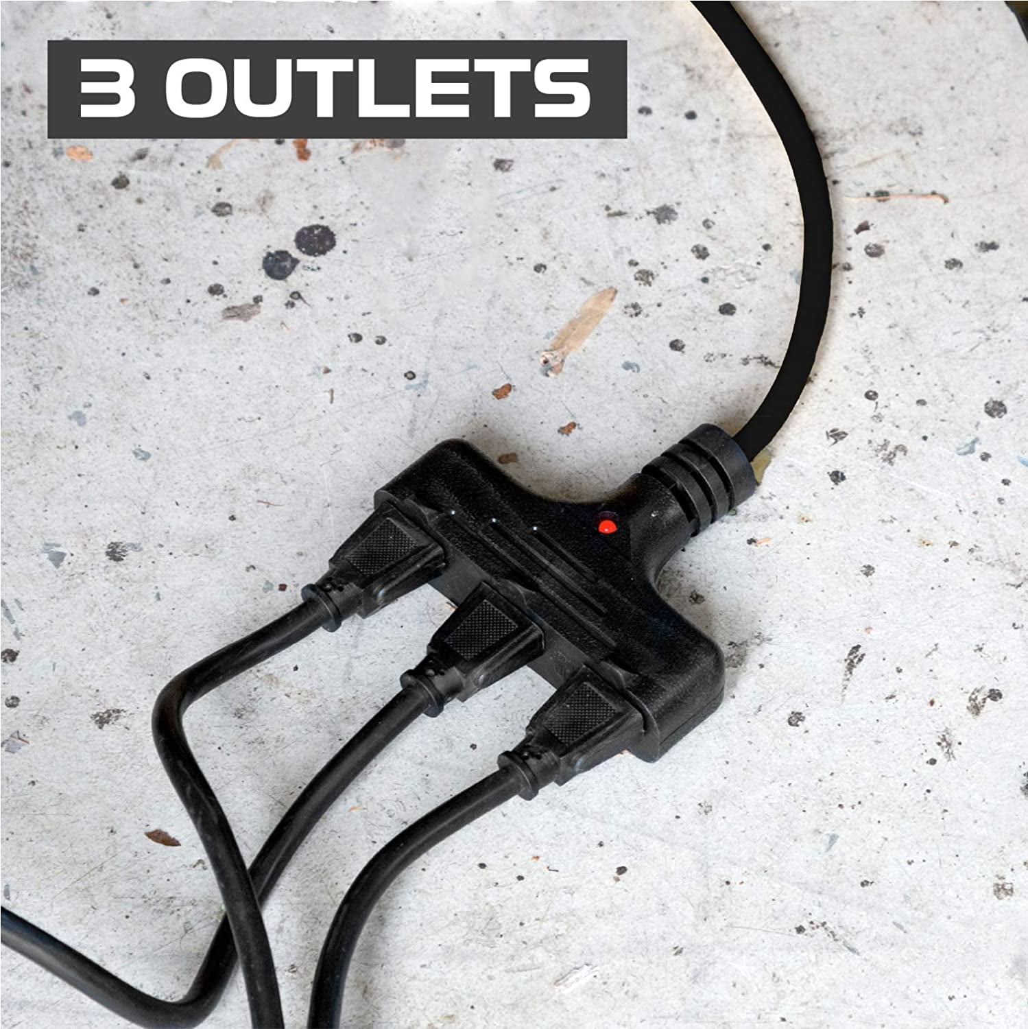 Iron Forge Cable 30Ft Retractable Extension Cord Reel with Breaker Switch & 3 Electrical Power Outlets - 16/3 SJTW Durable Black Cable - Perfect for Hanging from Your Garage Ceiling