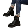 thumbnail image 3 of Paaisye Womens Boots Ankle Booties Women's Boots Chunky Heel Platform with Side Zipper Slip Resistant Cushioned Sole Lightweight Casual Work Booties for Ladies,Black 42, 3 of 5