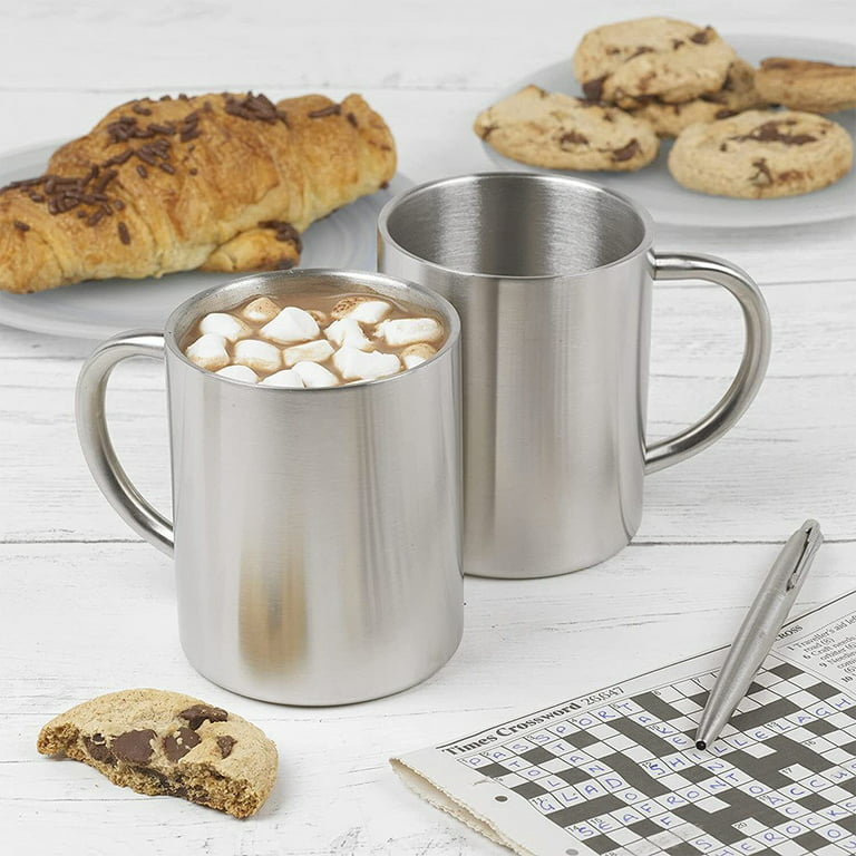 Double Layer Anti-scalding Stainless Steel Cups Plastic Handle Coffee Milk  Mug Tea Drinks Water Cup