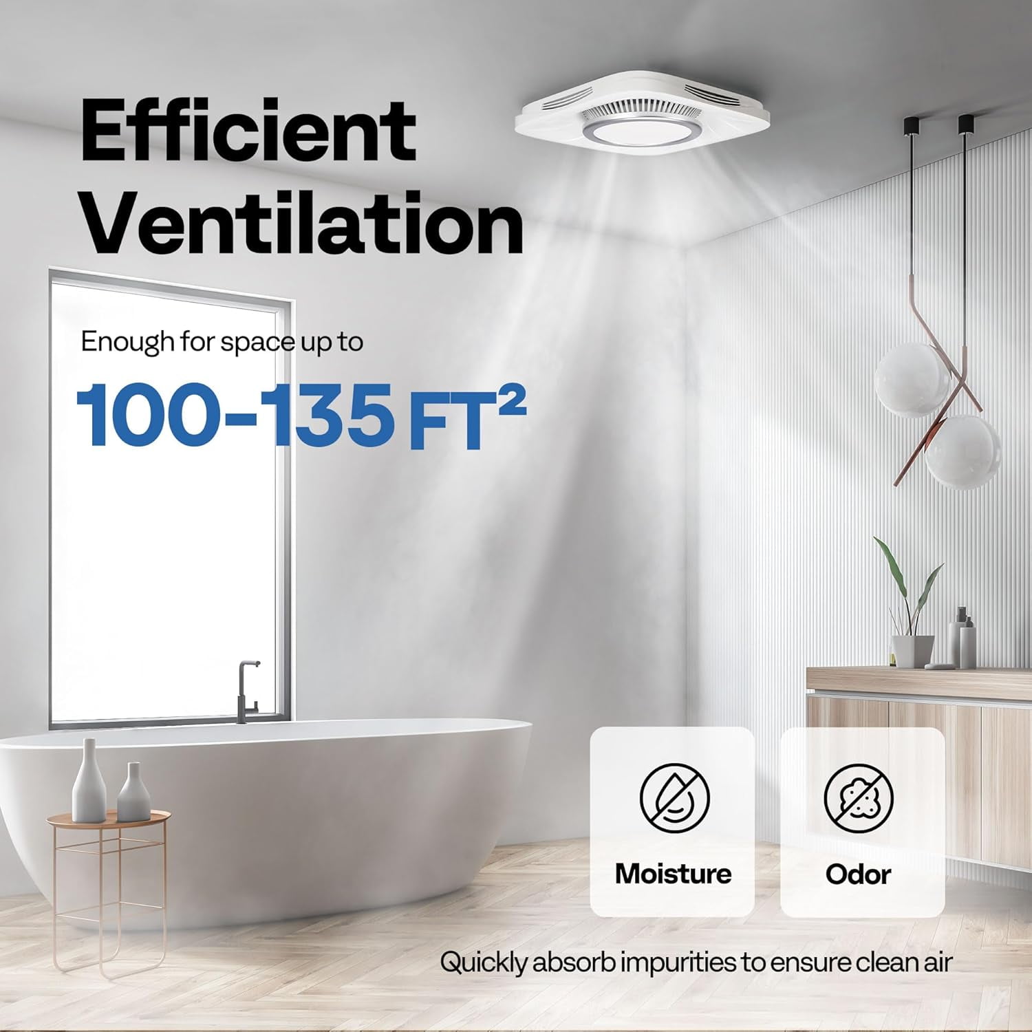 SPECSTAR Bathroom Exhaust Fan with Light, 110 CFM 1.0 Sone Shower Ventilation Fan, Super Quite Fan w/ 6000 K 1000LM LED Cool White Light, for 4'' Duct Ceiling Mount