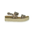 thumbnail image 2 of Soda Women Wedge Sandals Open Toe Ankle Strap Flatform Espadrilles Trim Platform Footbed Kazoo-S Beige Python 7, 2 of 3