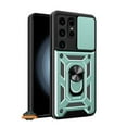 thumbnail image 2 of For Samsung Galaxy S24 Ultra 5G Built in Sliding Camera Lens Protection & Finger Ring Stand Holder Hybrid TPU PC Shockproof Phone Case Cover by Xpression - Green, 2 of 10