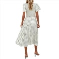thumbnail image 3 of Vestido Bohemio Informal de Corta con Escote en V y Dobladillo para Mujer, Color Beige, Talla XL, 3 of 9