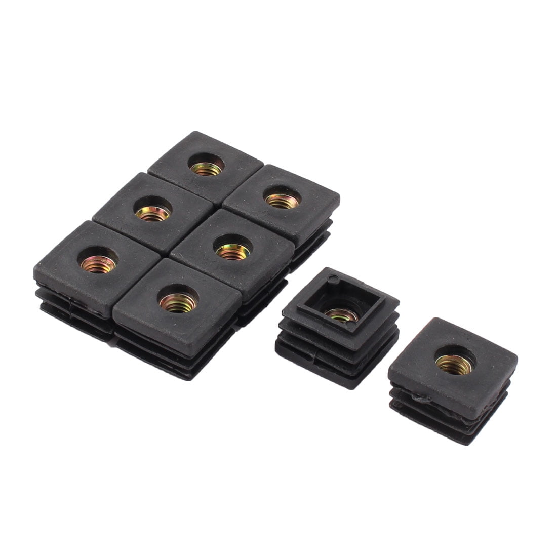 Unique Bargains 8 Pcs Plastic Square 25mm x 25 mm Chair Foot Cover Table Furniture Leg Protector Black Copper Tone