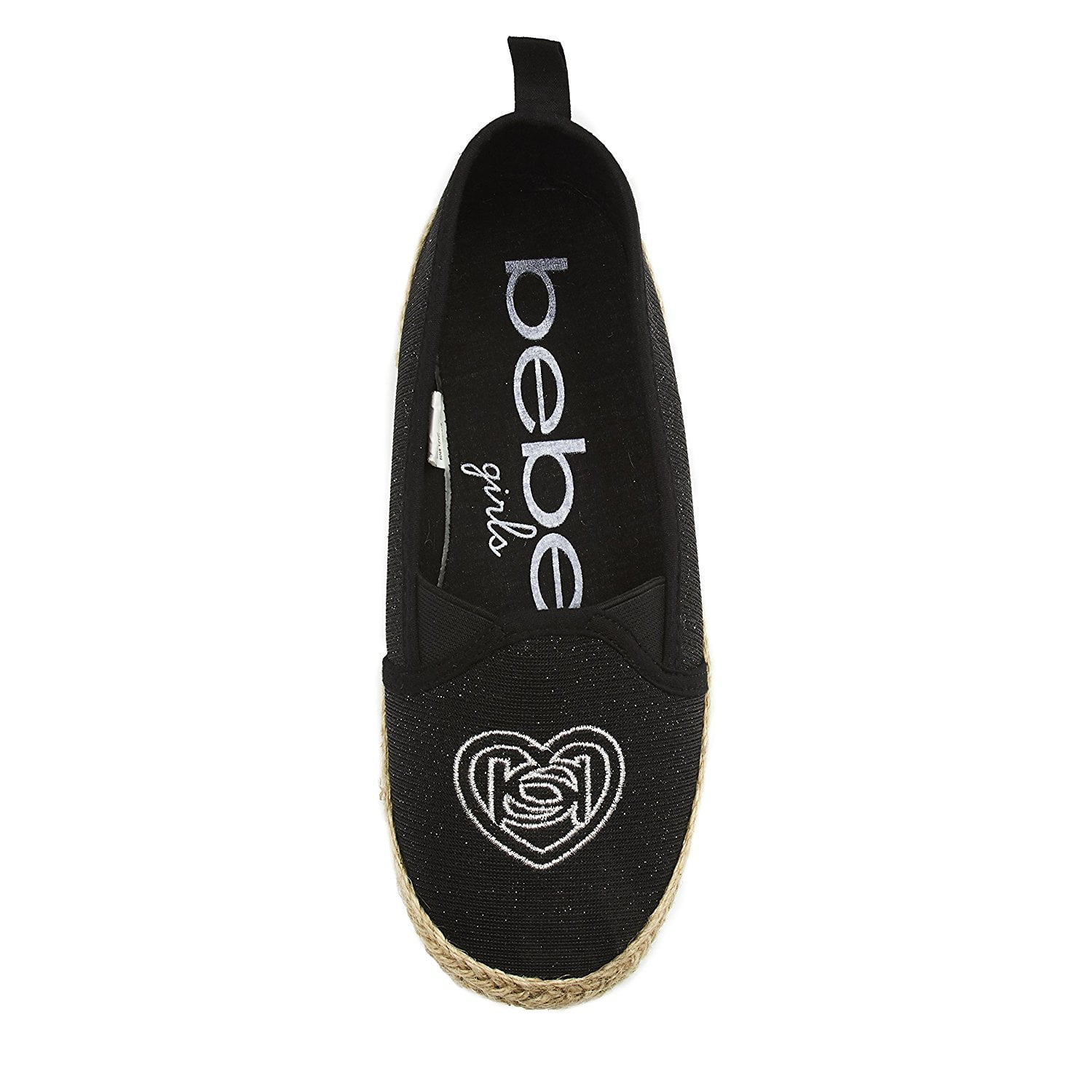 Bebe Bebe Girls Big Kid Beachy Espadrille Slip On Loafer Flat Glitter Mesh Shoe Size 12 Black Walmart Com Walmart Com