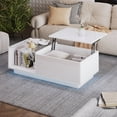 thumbnail image 2 of Noble House Lift Up Coffee Table,High-Gloss LED Lit Lifting Centre Table,White, 2 of 10