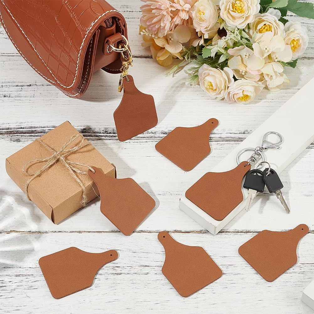 30pcs Leather Tags 3x2 Inch Genuine Leather Labels 2mm Thick Leather Blank Cow Ear Tag with 2mm Hole Dark Brown Cowhide Leather Labels for Clothes Jeans Hats Accessories DIY Jewelry Crafts