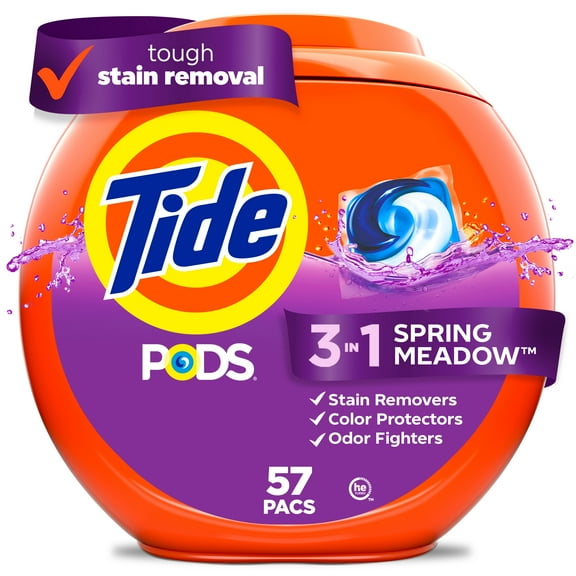 Tide PODS Liquid Laundry Detergent Packs, Spring Meadow Scent, 57 Count