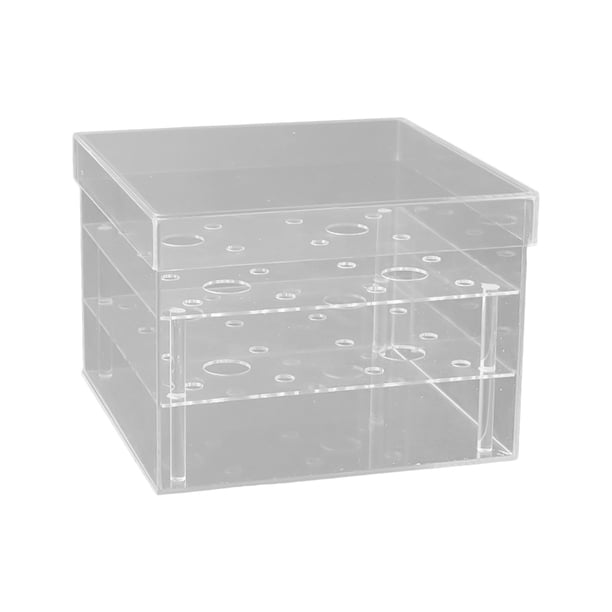 Caja de flores de acrílico, arreglos florales con 2 capas extraíbles, mesa de boda 20x20x12.5cm 16Agujeros