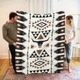 thumbnail image 3 of 1pc Comfortable Geometric Southwest Wind Indian Totem Cow Head Theme Pattern Print Flannel Blanket, Fashionable, Soft and Warm, 3 of 6