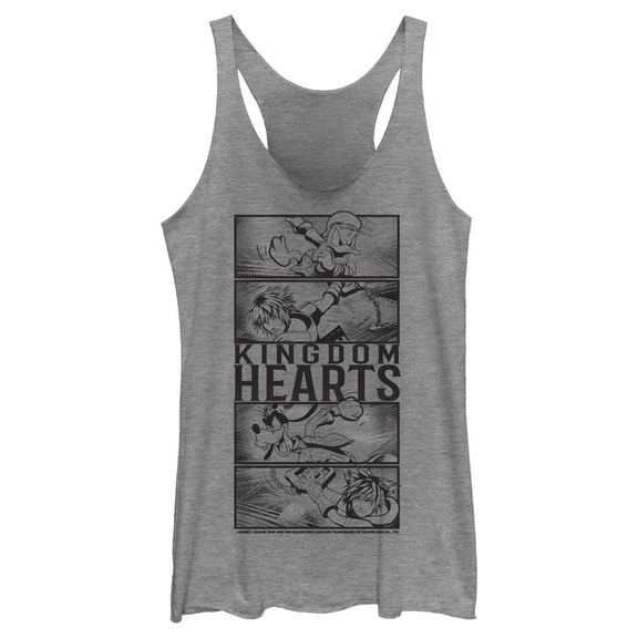 Women's Kingdom Hearts 3 Action Panels  Racerback Tank Top Gray Heather X Small