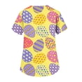 thumbnail image 4 of Hearthz Easter Womens Scrub Top Bunny Egg Hunt Print V Neck Short Sleeve Nurse Uniforms Scrub Shirts with Pockets, 4 of 5
