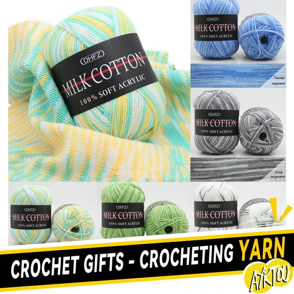 AYktou Multi Colored Yarn-50g /1.76oz Soft Hand Knitting Yarn Crocheting Yarn Milk Soft Baby Yarn Cotton Wool Yarn Knitting Gifts for Women Kids