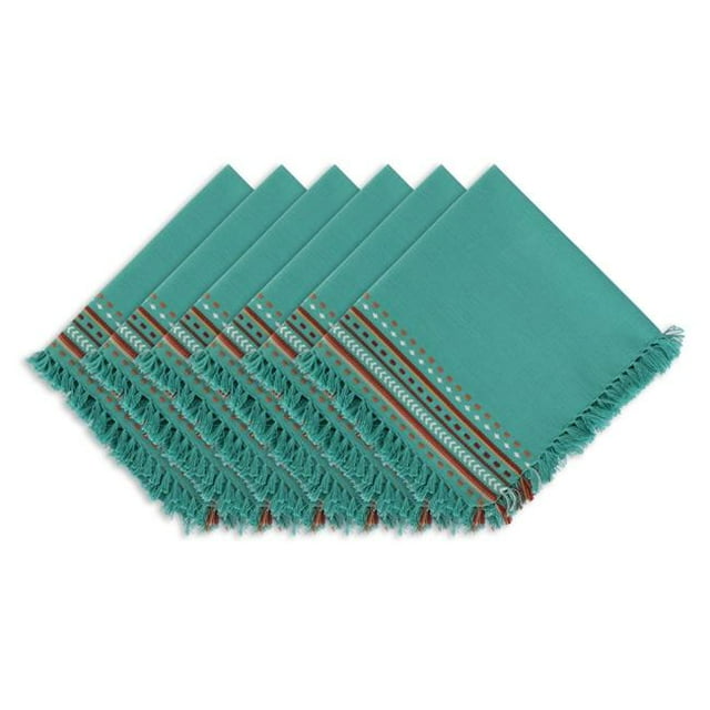 Design Imports CAMZ11661 Agate Bleu Hacienda Rayé Serviette à Franges - Lot de 6
