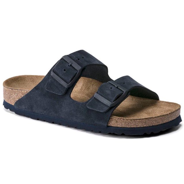 Cork Bottom Sandals Genuine Leather Double Breasted Flip Flops Retro For Men And Women-Vinsniv
